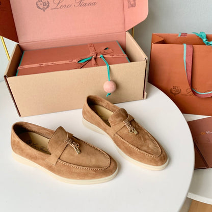 Loro Piana Camel Suede Summer Charms Walk Loafers