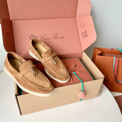 Loro Piana Brown Suede Summer Charms Walk Loafers