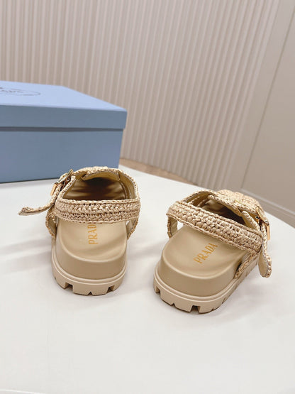 PRA RUBBER FISHERMAN SANDALS BEIGE LAMBSKIN