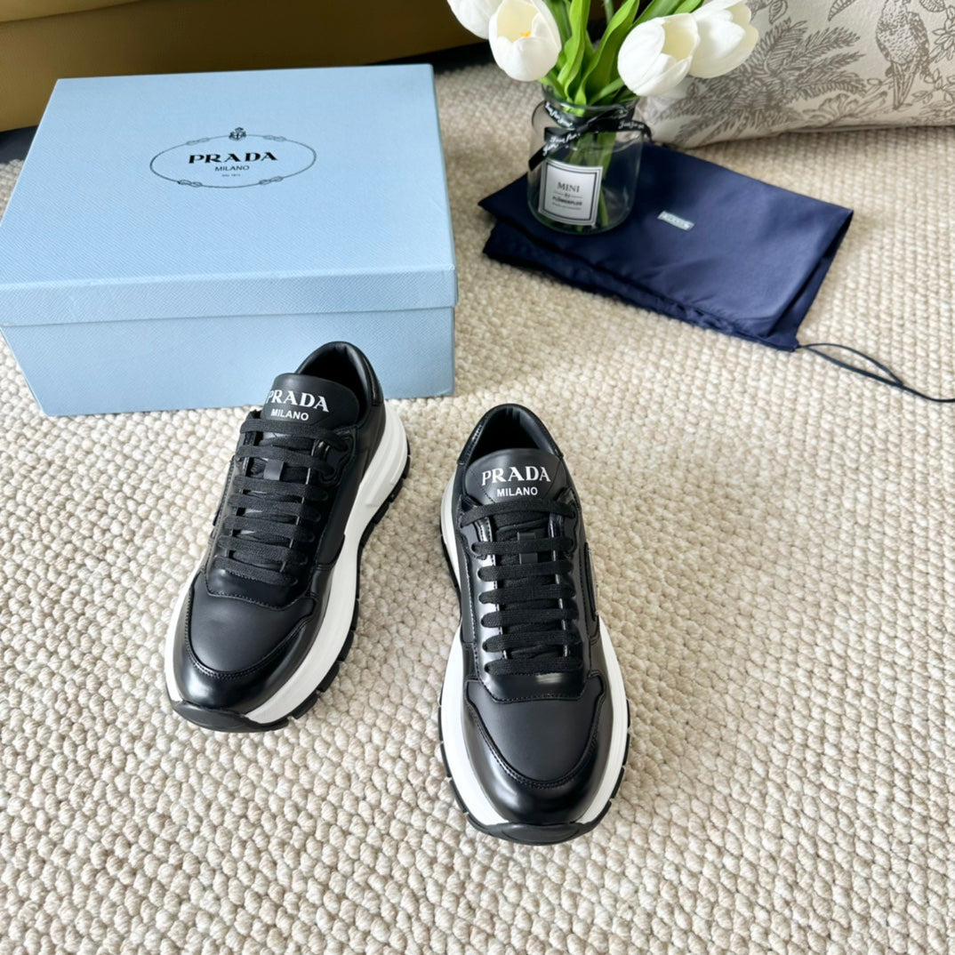 PRA BLACK THICK SOLE SNEAKER BLACK CALFSKIN