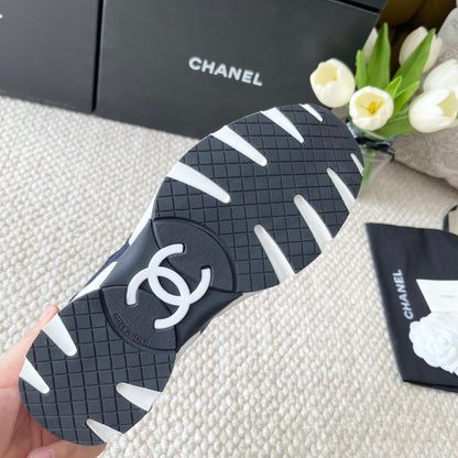 CC SNEAKER IN NAVY BLUE WOOL TWEED AND SUEDE