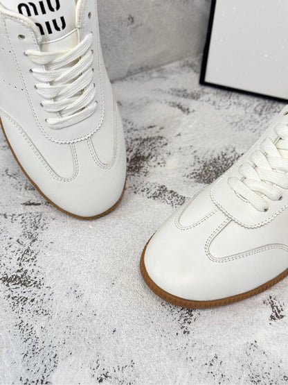 RETRO SNEAKERS IN WHITE SMOOTH LAMBSKIN