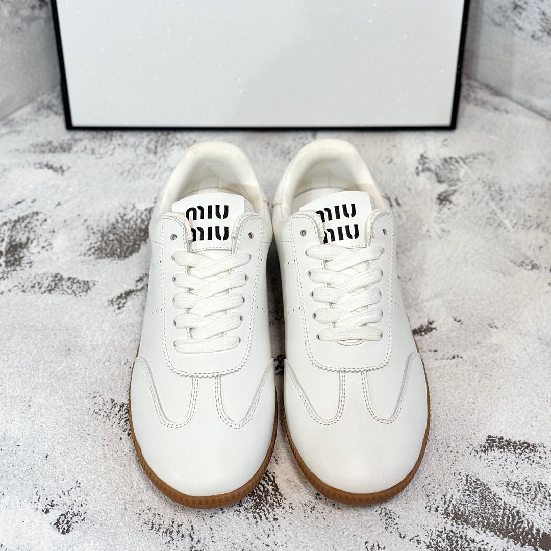 RETRO SNEAKERS IN WHITE SMOOTH LAMBSKIN