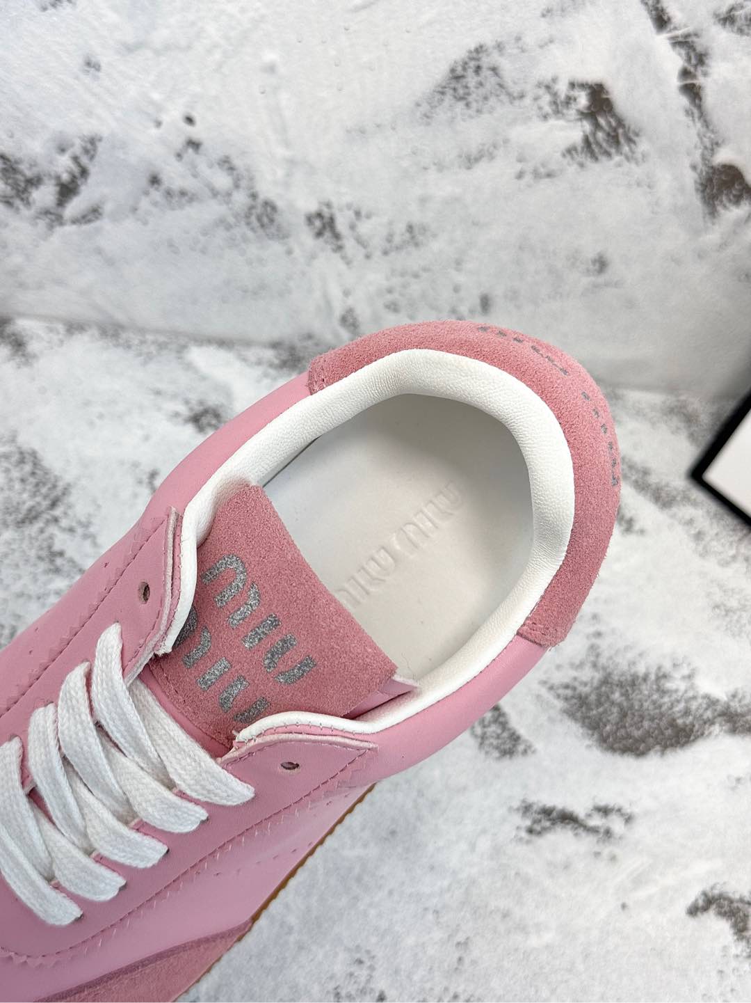 RETRO SNEAKERS IN PINK LAMBSKIN MIX SUEDE