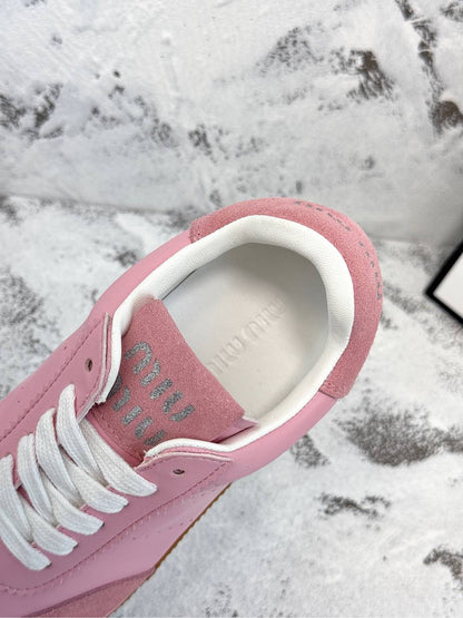 RETRO SNEAKERS IN PINK LAMBSKIN MIX SUEDE