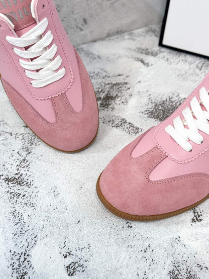 RETRO SNEAKERS IN PINK LAMBSKIN MIX SUEDE