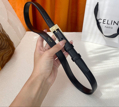 BELT 18MM IN BLACK CALFSKIN WITH RECTANGULAR BUCKLE EMBOSSED LOGO