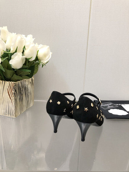 MARY JANE BLACK SUEDE AND LAMBSKIN ATTACH METAL