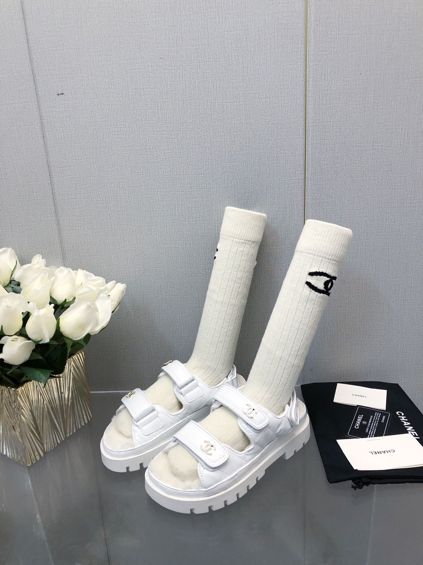 DAD SANDAL WHITE LAMBSKIN