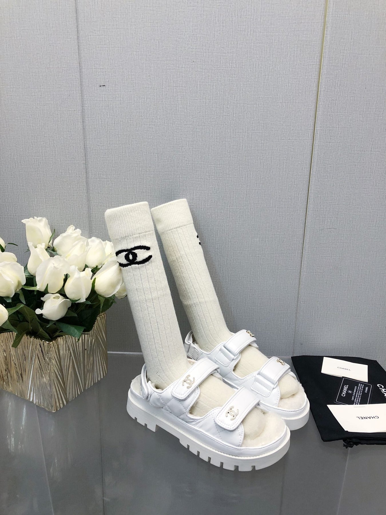 DAD SANDAL WHITE LAMBSKIN