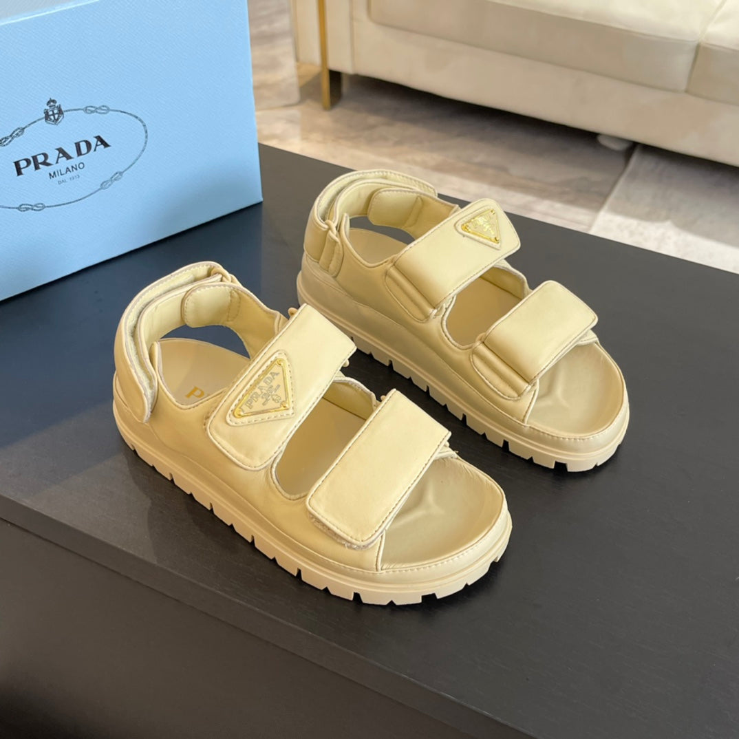 PRA FLAT NAPPA SANDALS BEIGE LAMBSKIN