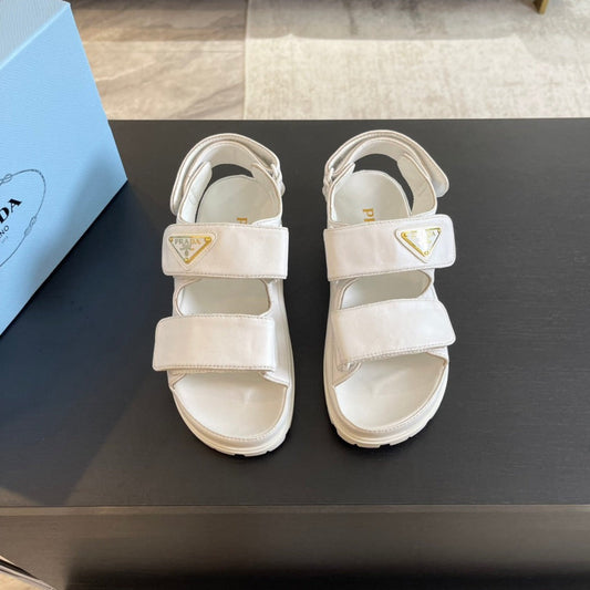 PRA FLAT NAPPA SANDALS WHITE LAMBSKIN