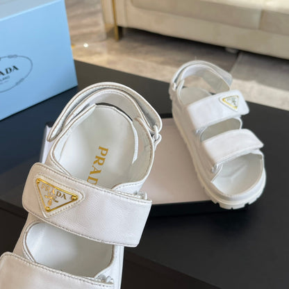 PRA FLAT NAPPA SANDALS WHITE LAMBSKIN