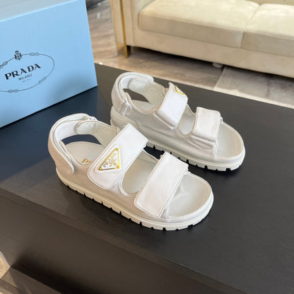 PRA FLAT NAPPA SANDALS WHITE LAMBSKIN