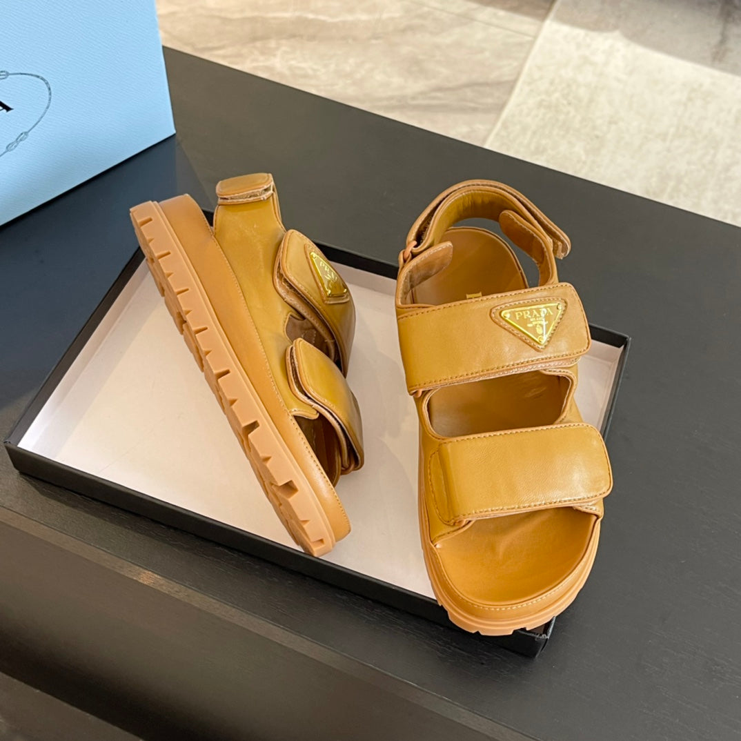 PRA FLAT NAPPA SANDALS BRONZE LAMBSKIN