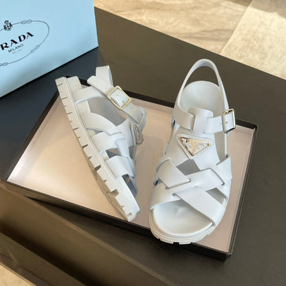 PRA CRISSCROSS RUBBER SANDALS PASTEL SKY CALFSKIN