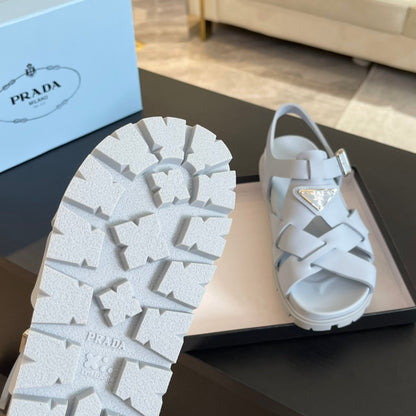 PRA CRISSCROSS RUBBER SANDALS PASTEL SKY CALFSKIN