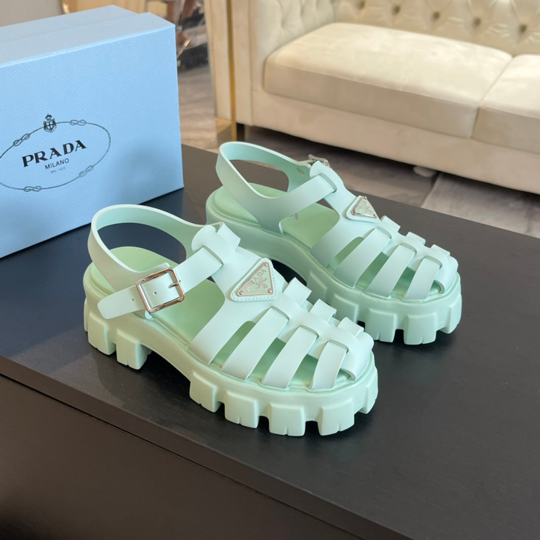 PRA RUBBER MONOLITH SANDALS MINT CALFSKIN