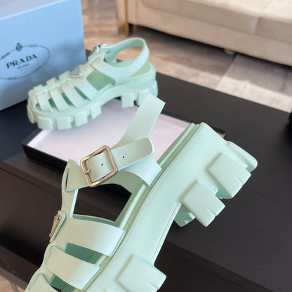 PRA RUBBER MONOLITH SANDALS MINT CALFSKIN
