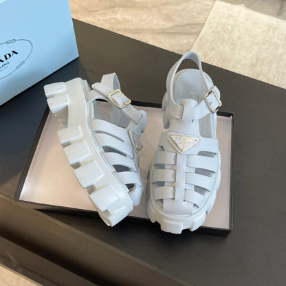 PRA RUBBER MONOLITH SANDALS PASTEL BLUE CALFSKIN