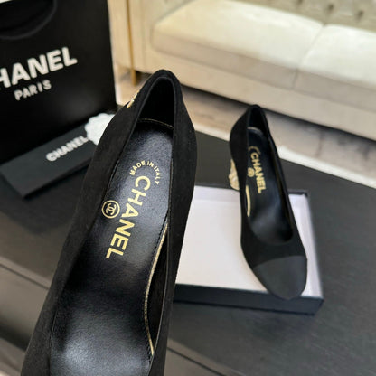 HIGH HEEL 85 MM SANDALS IN BLACK SUEDE AND FABRIC