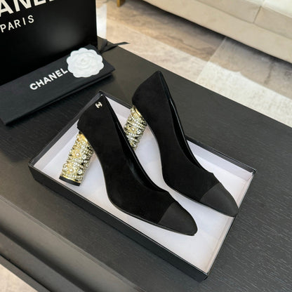 HIGH HEEL 85 MM SANDALS IN BLACK SUEDE AND FABRIC