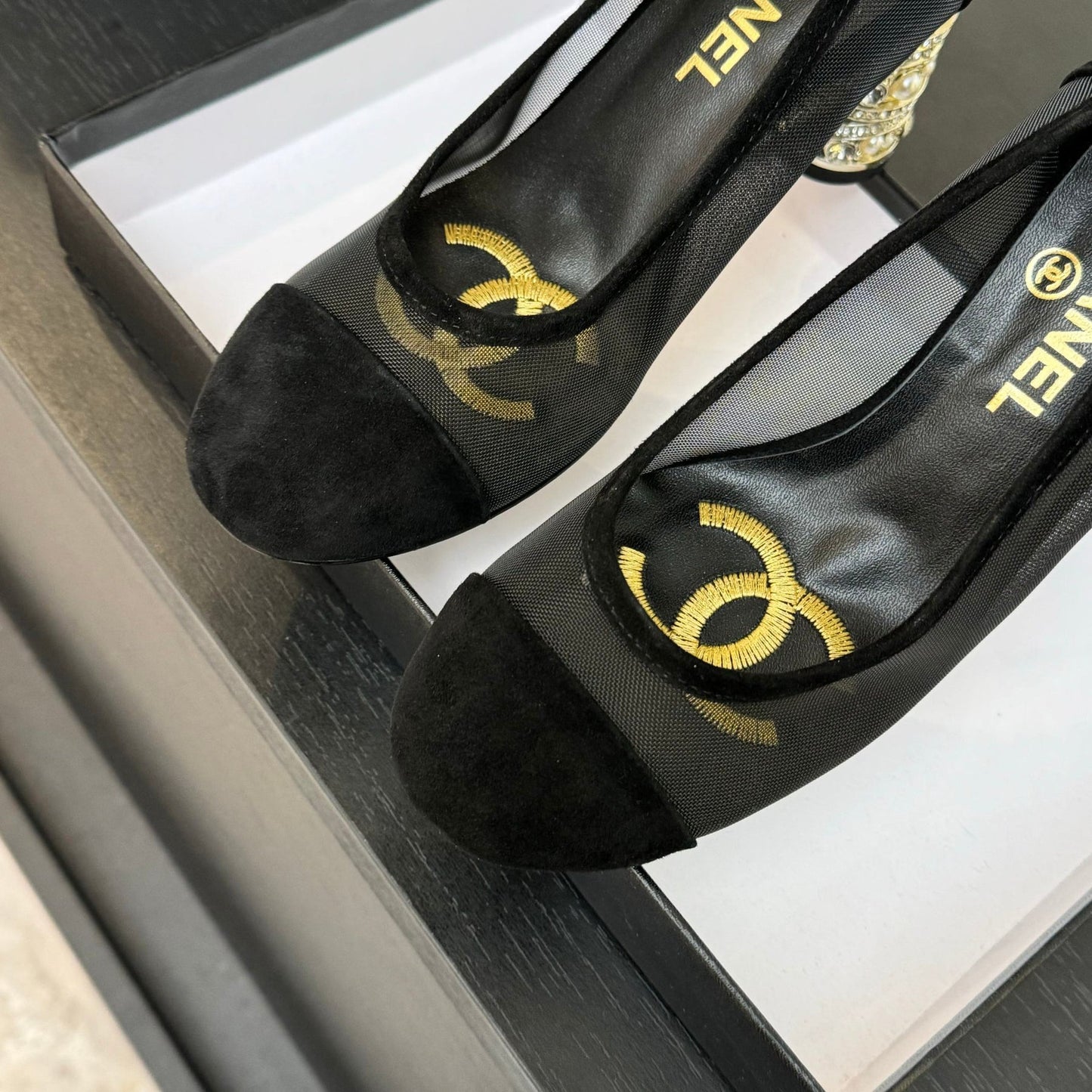 HIGH HEEL 85 MM SANDALS IN BLACK SUEDE AND MESH