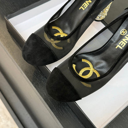 HIGH HEEL 85 MM SANDALS IN BLACK SUEDE AND MESH