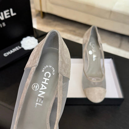 HIGH HEEL 85 MM SANDALS IN PALE GRAY SUEDE AND MESH