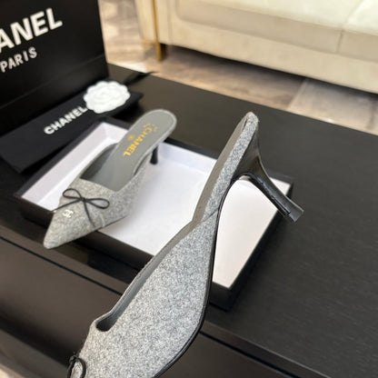 HIGH HEEL MULE 65 MM IN DOVE GRAY FELT COTH