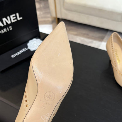 HIGH HEEL PUMP 65 MM IN FLAX YELLOW LAMBSKIN