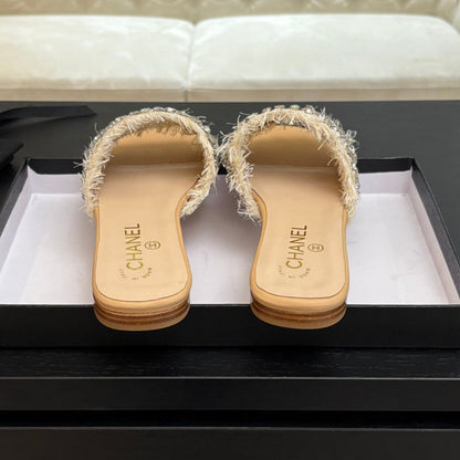 FLAT SANDALS BEIGE MIX LIGHT ORANGE WITH CRYSTALS