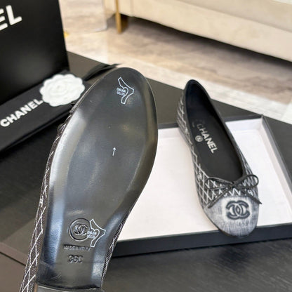BALLET FLATS IN CHARCOAL BLACK MONOGRAM DENIM