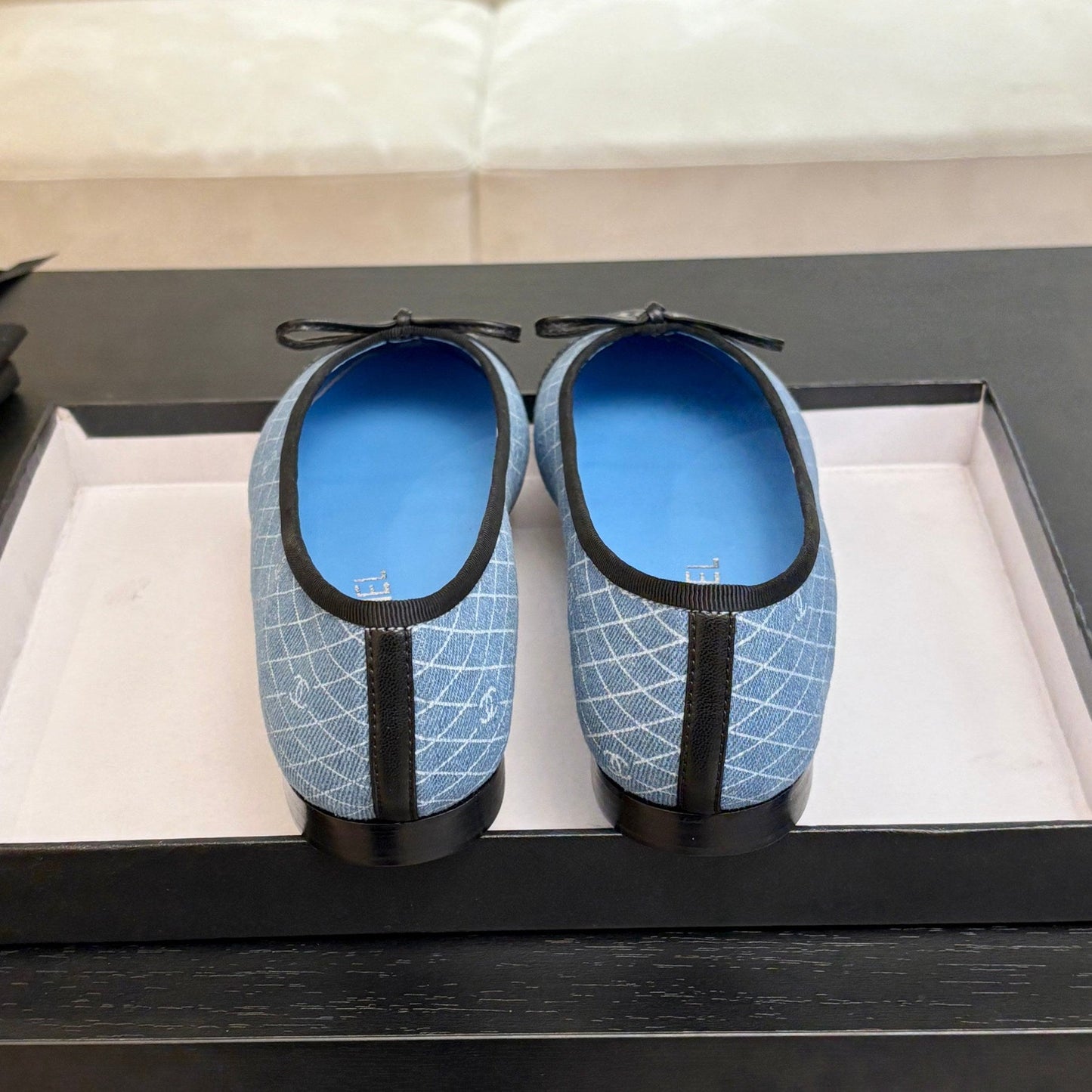 BALLET FLATS IN LIGHT BLUE MIX BLACK MONOGRAM DENIM