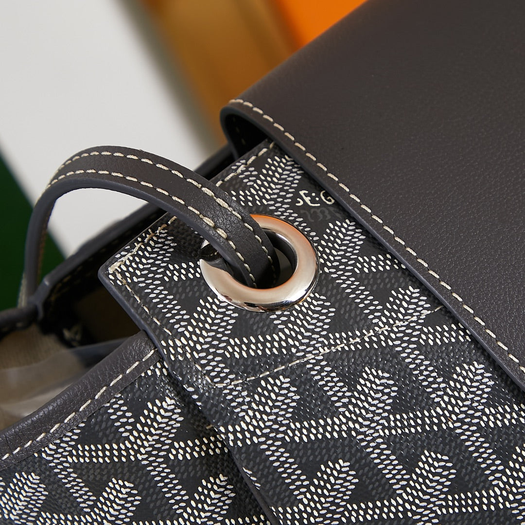 ROUETTE SOUPLE BAG 31 IN BLACK GOYARDINE CANVAS AND CALFSKIN