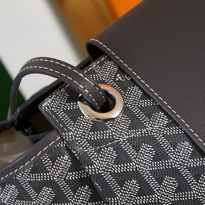 ROUETTE SOUPLE BAG 31 IN BLACK GOYARDINE CANVAS AND CALFSKIN