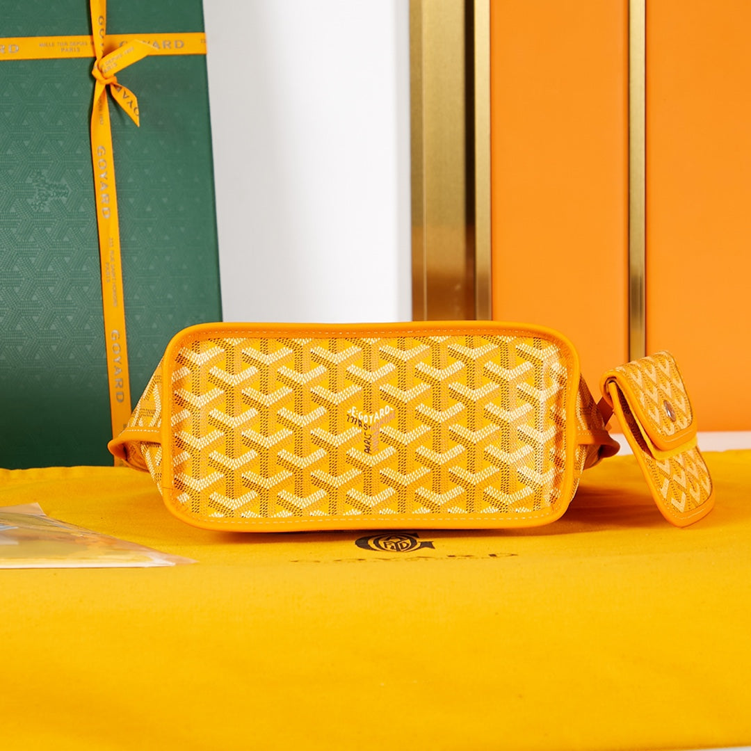 ANJOU MINI BAG 20 IN YELLOW GOYARDINE CANVAS AND CALFSKIN