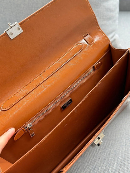 GALLERIA SHOULDER BAG 27 IN BROWN CALFSKIN