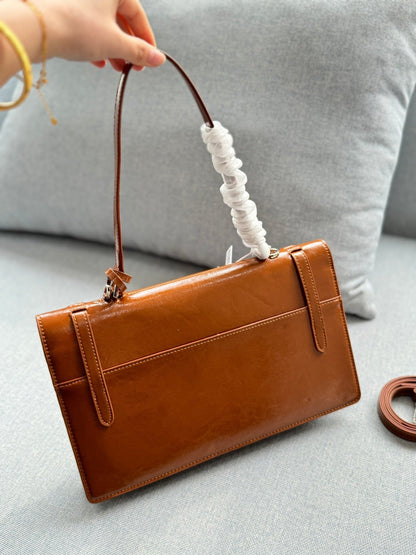 GALLERIA SHOULDER BAG 27 IN BROWN CALFSKIN