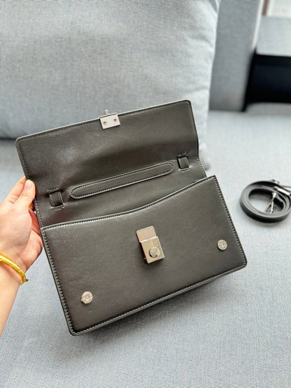 GALLERIA SHOULDER BAG 27 IN CHARCOAL GREY CALFSKIN