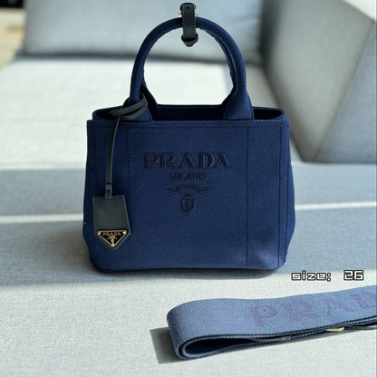 CANAPA TOTE BAG 26 IN WEDGEWOOD BLUE LINEN BLEND EMBROIDED LOGO