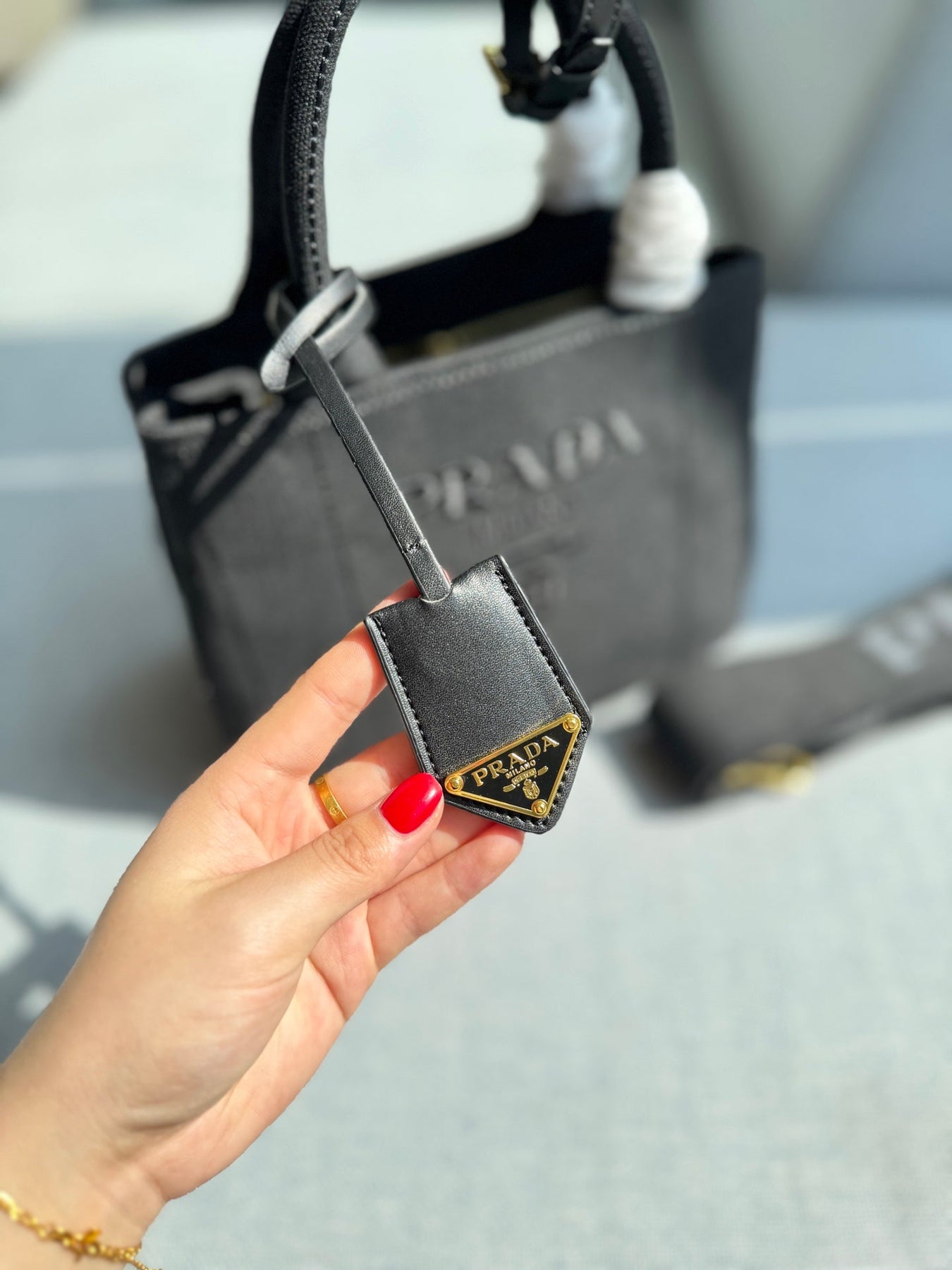 CANAPA TOTE BAG 26 IN BLACK LINEN BLEND EMBROIDED LOGO