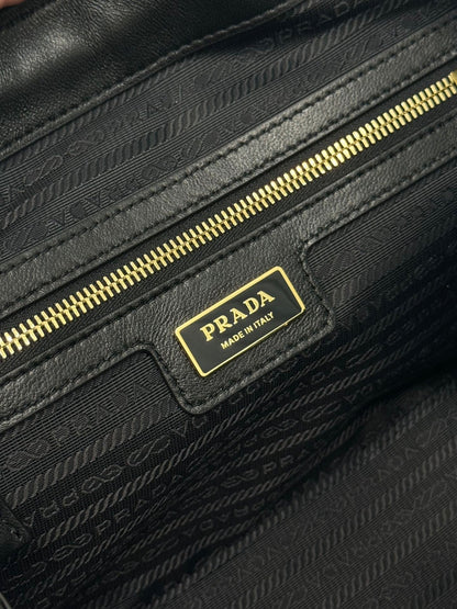 MEDIUM TOP HANDLE BAG 30 IN BLACK NYLON AND CALFSKIN TRIM