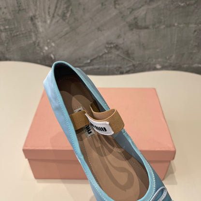 BALLET FLAT SHOES LIGHT BLUE GLOSSY SHEEPSKIN