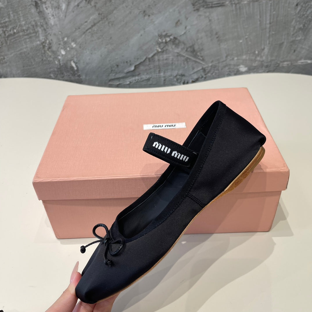 BALLET FLAT SHOES BLACK GLOSSY SHEEPSKIN