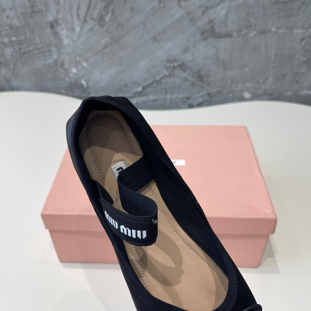 BALLET FLAT SHOES BLACK GLOSSY SHEEPSKIN