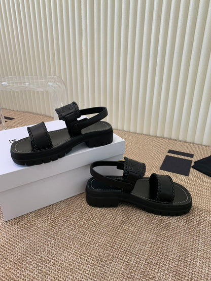 ROMAN SANDAL IN BLACK CALFSKIN