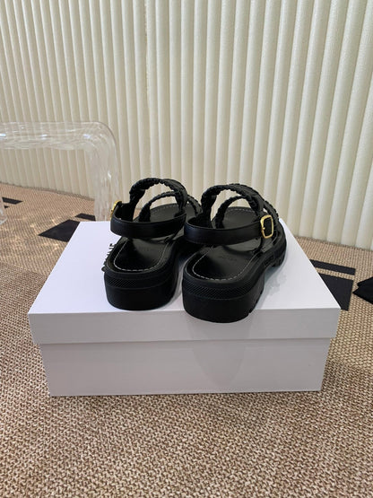 ROMAN SANDAL IN BLACK CALFSKIN