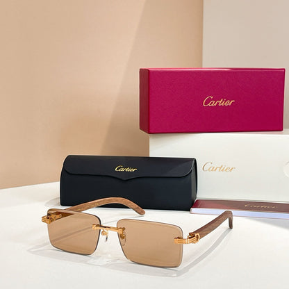 C DE RIMLESS RECTANGULAR FRAME SUNGLASSES CT0619S IN METAL AND WOODEN