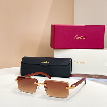 C DE RIMLESS RECTANGULAR FRAME SUNGLASSES CT0619S IN METAL AND WOODEN